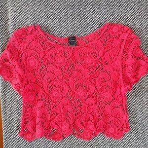 Hot Pink / Red Express Lace / Crochet Crop Top